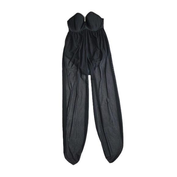 Curvy Kate Wrapsody Bandeau Swimsuit Black Size 32DD Mesh Coverup Beach CS005600 - Picture 1 of 8